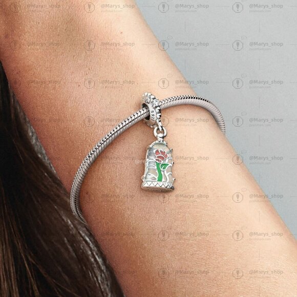 Pandora Disney Beauty and the Beast Enchanted Rose Dangle Charm - Picture 6 of 6